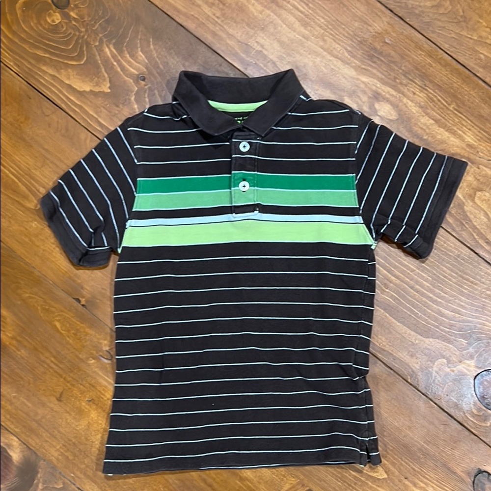 Children's Brown and Green Striped Polo Shirt